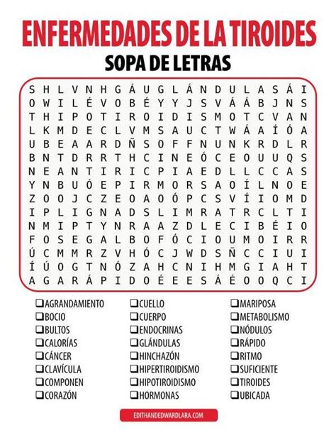 Enfermedades De La Tiroides Sopa De Letras Letra Grande Sopa De