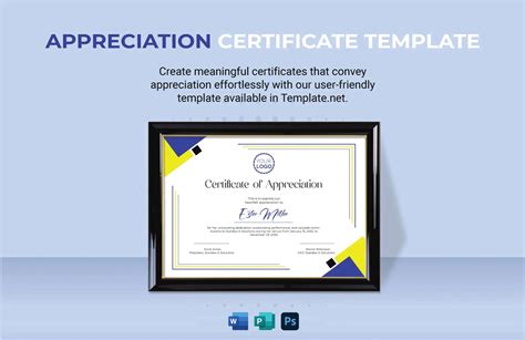 Army Certificate Of Appreciation Template In Publisher Indesign Pages