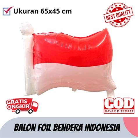 Balon Bendera Foil Dekorasi Agustus Polos Hiasan Merah Putih Hut Ri