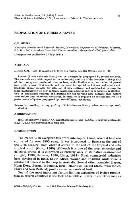 (PDF) Propagation of lychee: A review