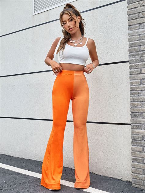 Shein Qutie Two Tone Flare Leg Pants Shein Eur