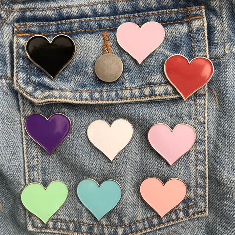 Personalised Bespoke Love Heart Enamel Pin Customised Pin Badge