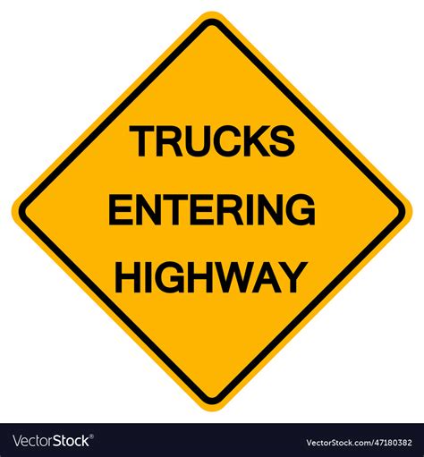 Trucks Entering Highway Traffic Road Symbol Sign Vector Image