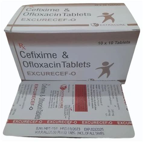 Extracure Cefixime Ofloxacin Tablet 400 Mg Packaging Size 10X10 At