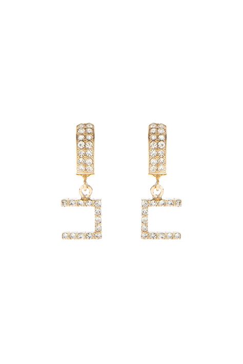 Earrings With Logo Made Of Rhinestones Elisabetta Franchi Outlet