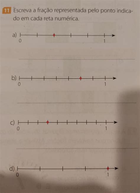 11 Escreva a fração representada pelo ponto indicado em cada reta