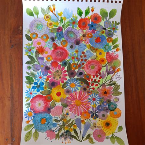 Blomster A3 Original Akvarell Epla