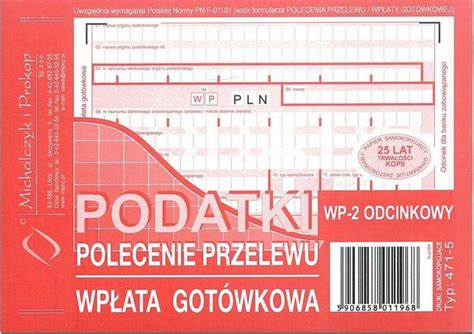 Druk polecenie przelewu wpłata gotówki A6 ERLI pl