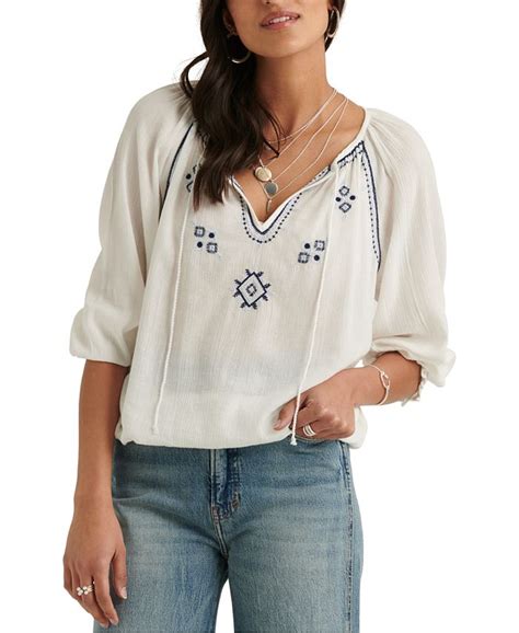 Lucky Brand Embroidered Peasant Top Macys