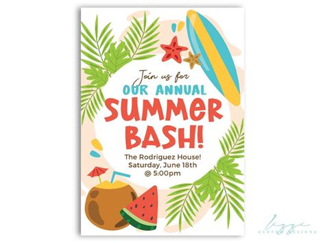 Annual Summer Bash Party Invitation Etsy