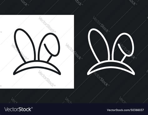 Bunny Ear Icon Set Rabbit Large Ears In A Black Vector Image