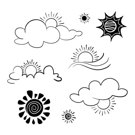 Premium Vector Hand Drawn Doodle Sun And Cloud Design Element Vector