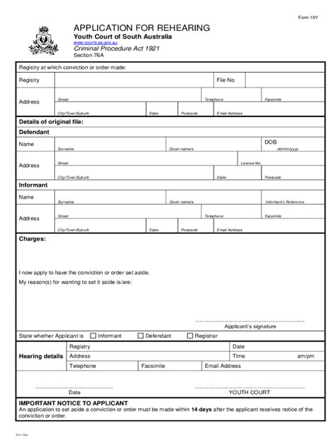 Fillable Online Form 19Y APPLICATION FOR REHEARING Fax Email Print