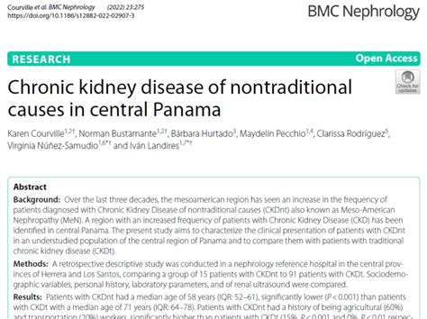 Enfermedad Renal Crónica No tradicional en Provincias Centrales de