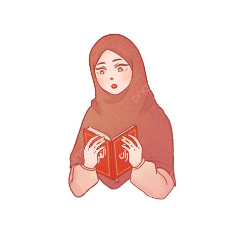 Muslimah Girl Reading Quran Muslim Read Quran Ramadan Png