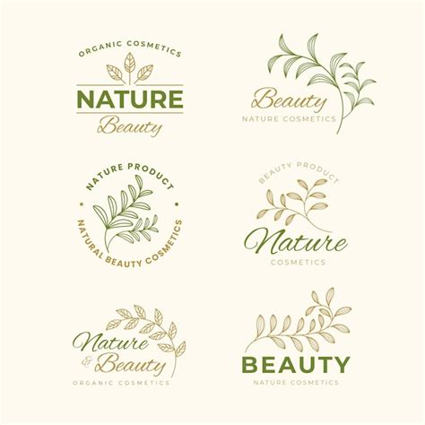 Colecci N De Logotipos De Cosm Ticos De La Naturaleza Vector Premium