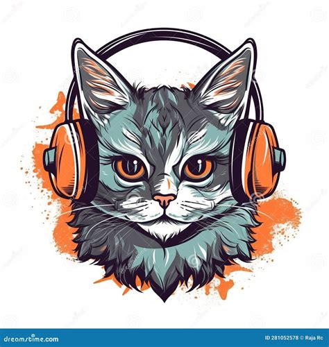 Cat With Headphones Music Stock Illustration Illustration Of Headphone