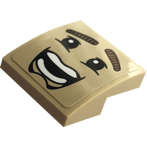 Lego Tan Slope X Curved With Smile Face Sticker Brick Owl