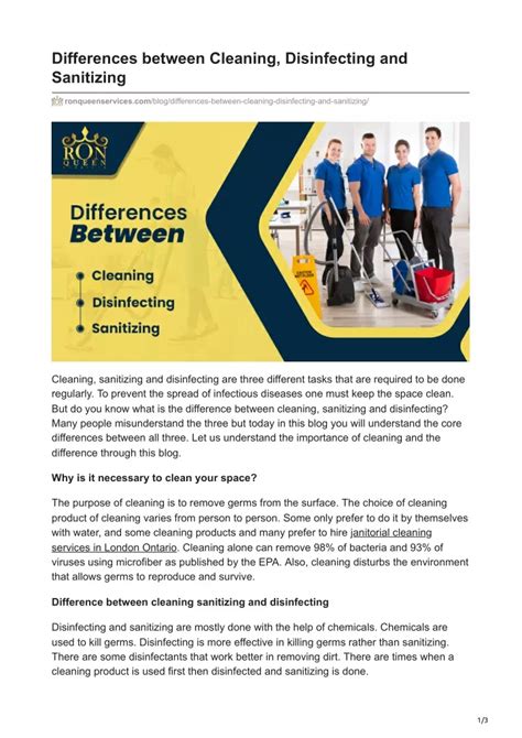 Ppt Differences Between Cleaning Disinfecting And Sanitizing