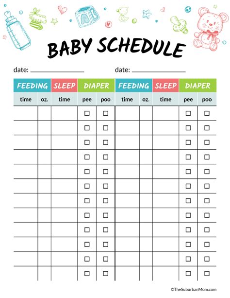 Printable Baby Schedule Chart To Help Baby Settle Into Routine | Baby ...