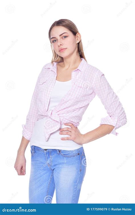 Portrait Of Beautiful Woman Wearing Casual Clothing Stock Image Image