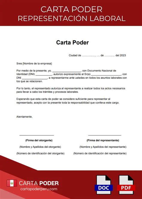 ᐅ Carta Poder de Representación Laboral Modelo 2024