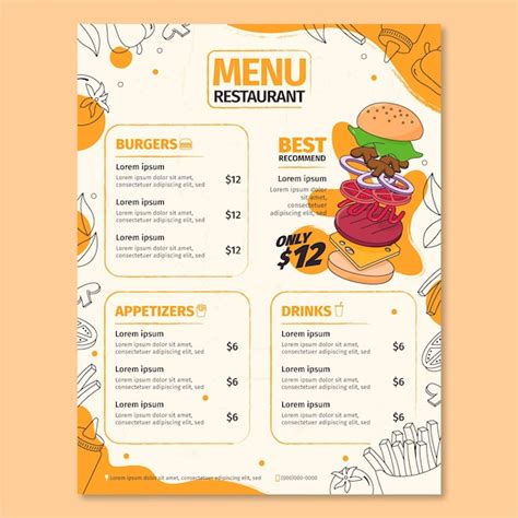 Premium Vector | Vertical restaurant menu template