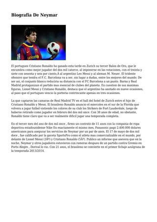 Biografia De Neymar