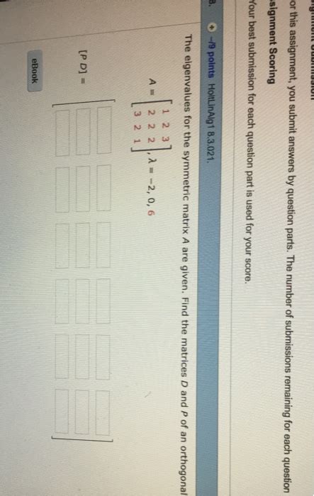 Solved Find Matrices D And P Of The Orthogonal