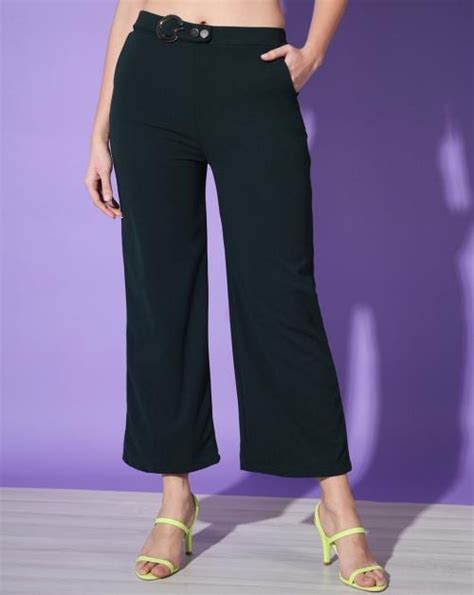 Buy Buynewtrend Bottle Green Solid Lycra Women Trouser Pant Online At Best Prices In India