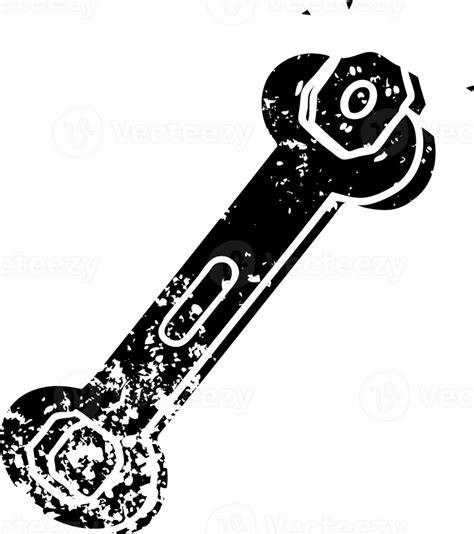 Cartoon Spanner Turning Nut Distressed Icon Png