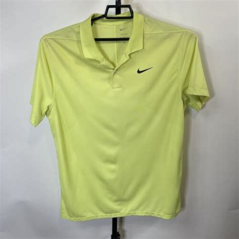 Nike Dri Fit Neon Yellow Short Sleeve Polo Shirt Size Large Mens Ebay