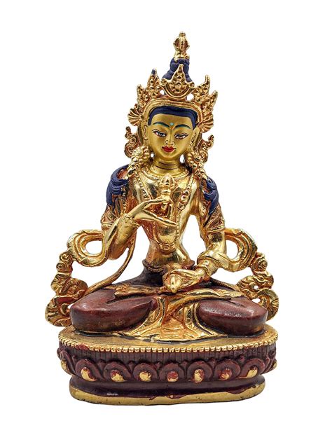 Vajrasattva Buddhist Miniature Statue Partly Gold Plated Face