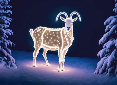 Premium Ai Image Illuminated Christmas Goat Happy Christmas Day