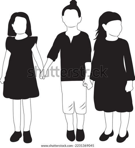 Silhouette Black White Kids Design Stock Vector (Royalty Free ...