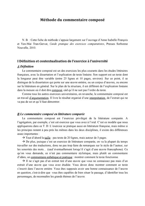 Exemple De Commentaire Compos Corrig Pdf