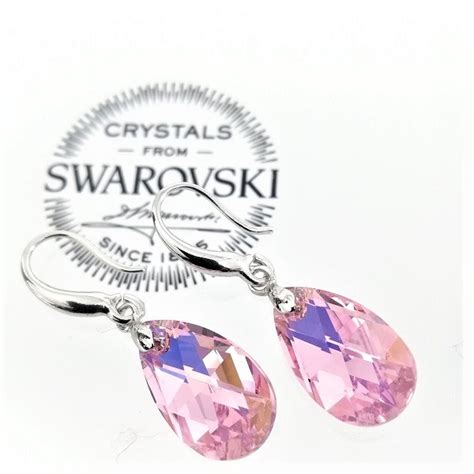 Висящи розови обеци с кристали| Swarovski