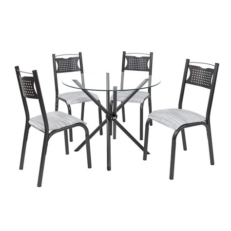 CONJUNTO DE MESA POEME SLIM TAMPO VIDRO INCOLOR 0 90M REDONDO 4