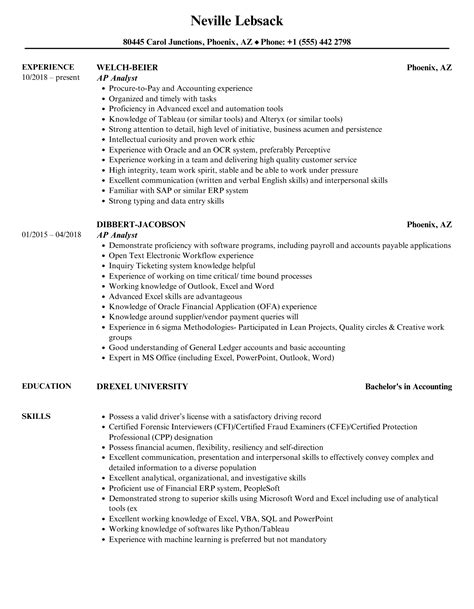 Ap Analyst Resume Samples Velvet Jobs