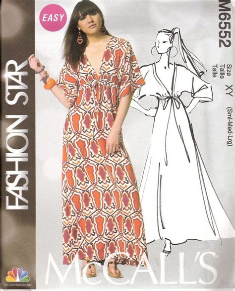 Caftan Sewing Pattern Mccalls Empire Dress Sewing Pattern S M L Ez