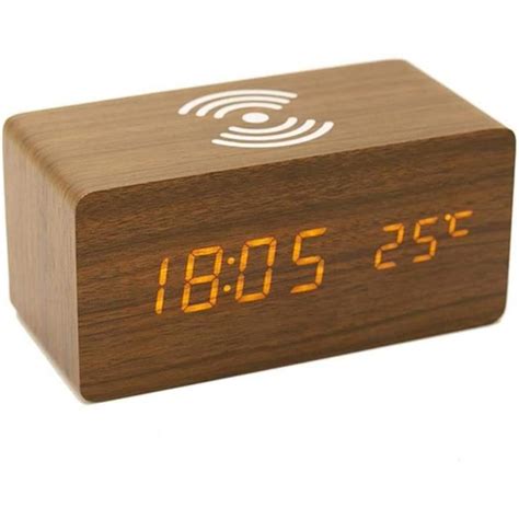 WEYE Réveil Digital LED Multifonctionnel Thermomètre Horloge en Bois