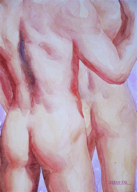 Original Watercolour Painting Male Nude Gay Men On Paper 16 5 11