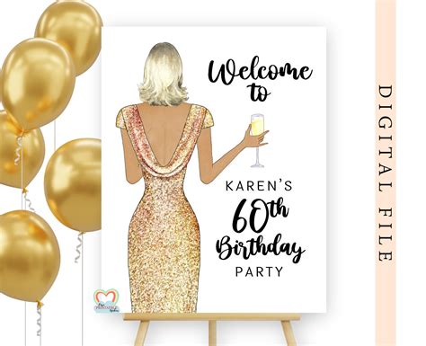 60th Birthday Party Welcome Sign Printable Welcome To Party Etsy UK