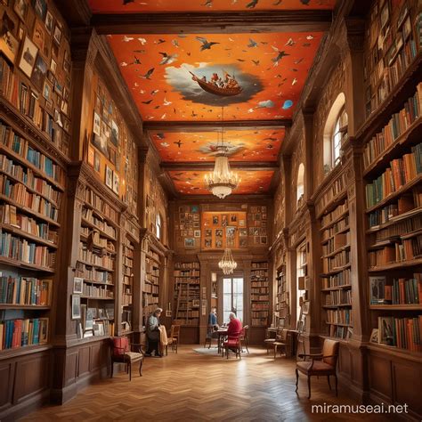 Vibrant Illustration Of Historical Library With Migrating People Muse Ai