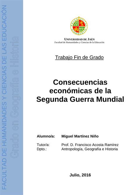 Pdf Consecuencias Econ Micas De La Segunda Guerra Mundialtauja Ujaen