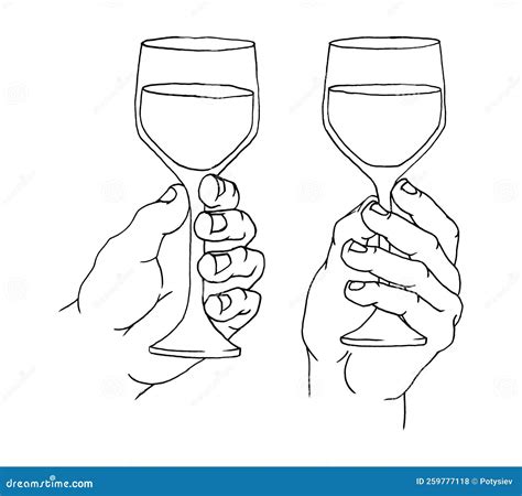 Man Hand Holding And Clinking Wine Glass Vintage Vector Black