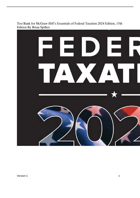 Test Bank For McGraw Hills Essentials Of Federal Taxation 2024 Edition