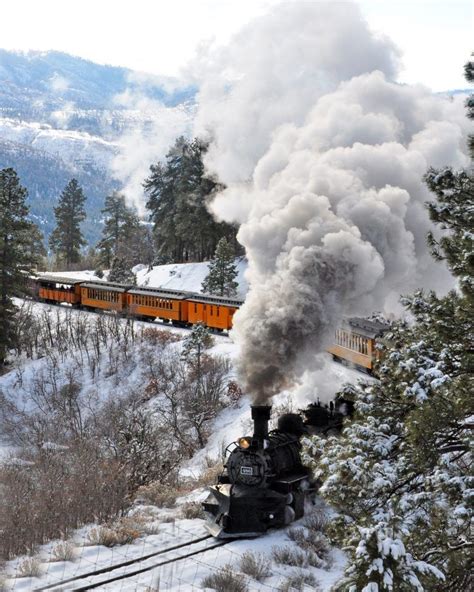 Durango Silverton Narrow Gauge Railroad - Winter Train on Curve ...