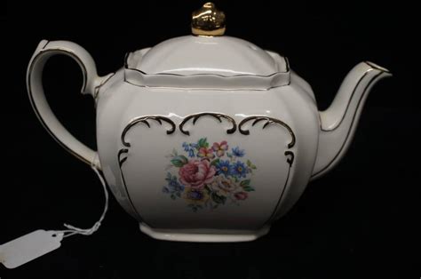 Vintage Sadler England Porcelain Teapot Gold Handpainted Floral