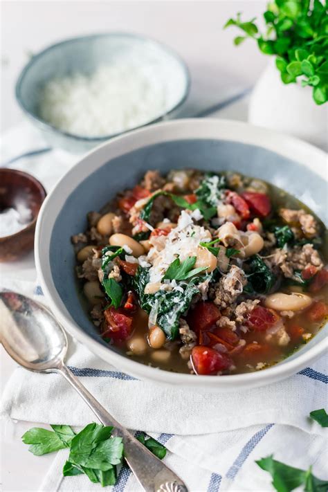 Easy Fall Soup Recipe Spicy White Bean Soup With Parmesan And Spinach